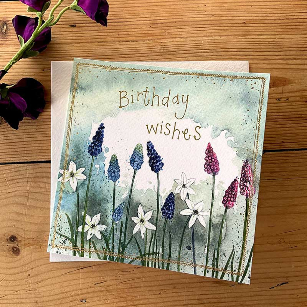 Alex Clark Birthday Wishes Grape Hyacinths Card