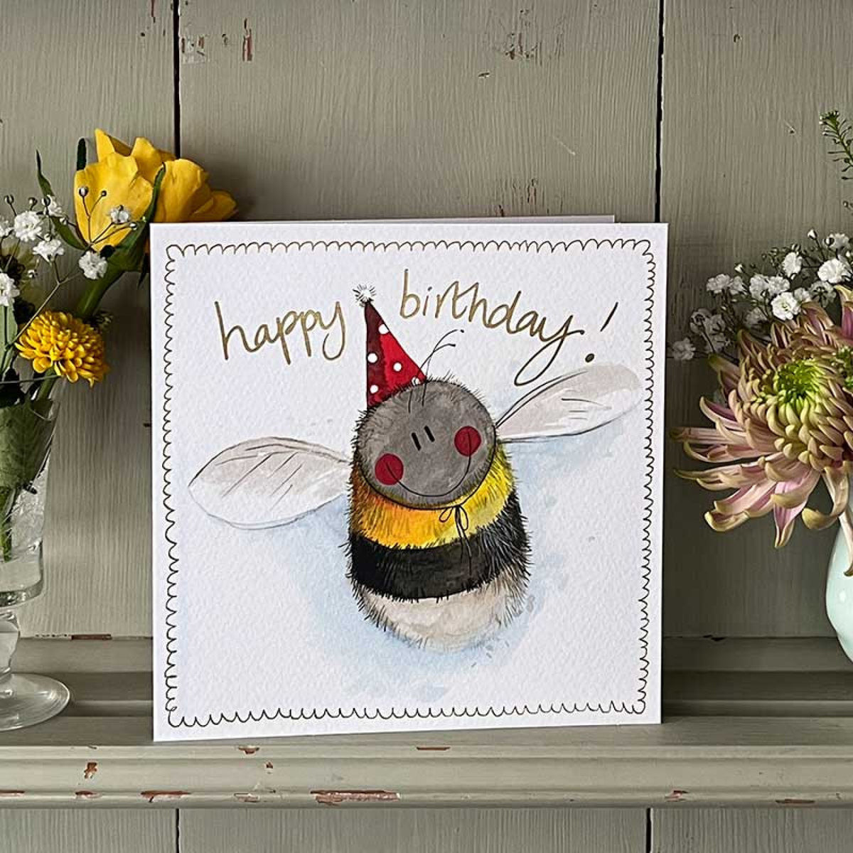 Alex Clark Bee And Hat Happy Birthday Greetings Card
