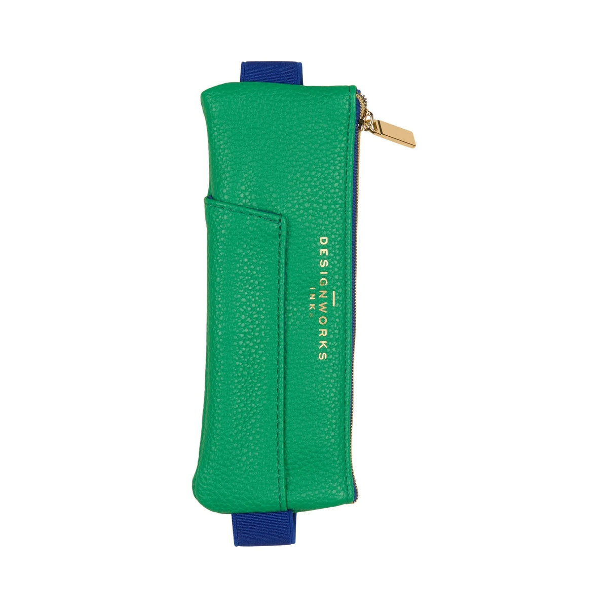 Designworks Vegan Leather Pen Pouch Bright Green and Navy