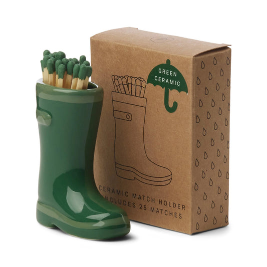 Designworks Wellington Boot Matches Holder Green