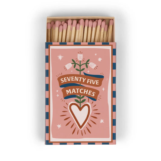 Designworks A Dopo Boxed Matches 9.6cm Tall Hearts Pink 75 Matches