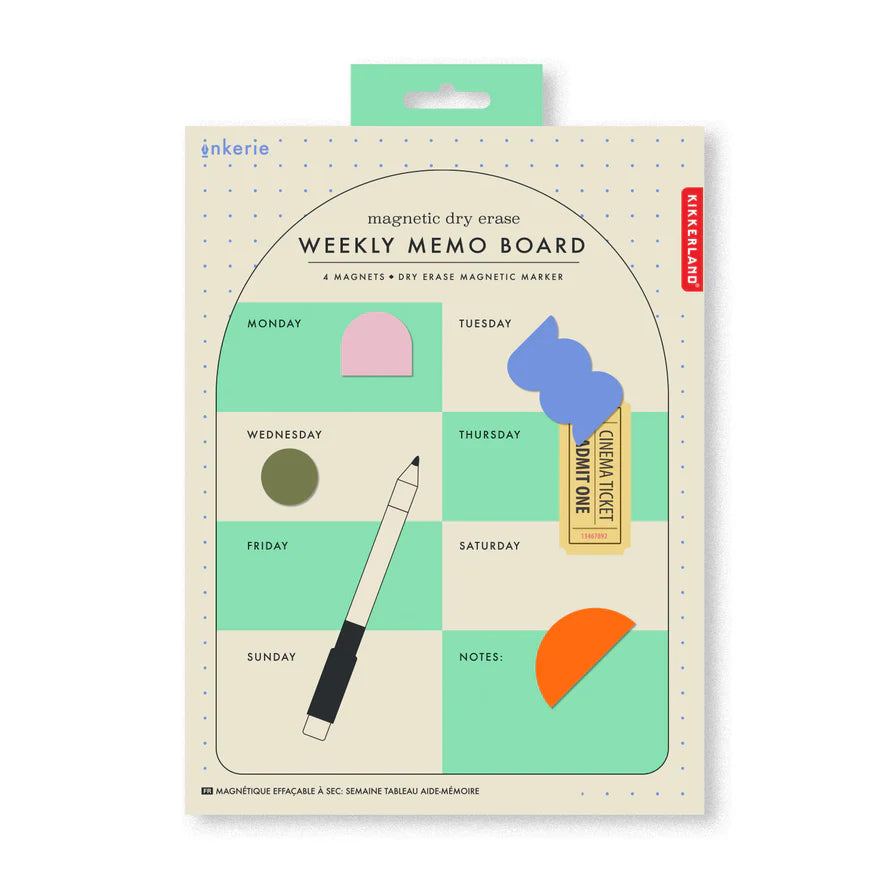 Kikkerland Magnetic Dryerase Weekly Memo Board