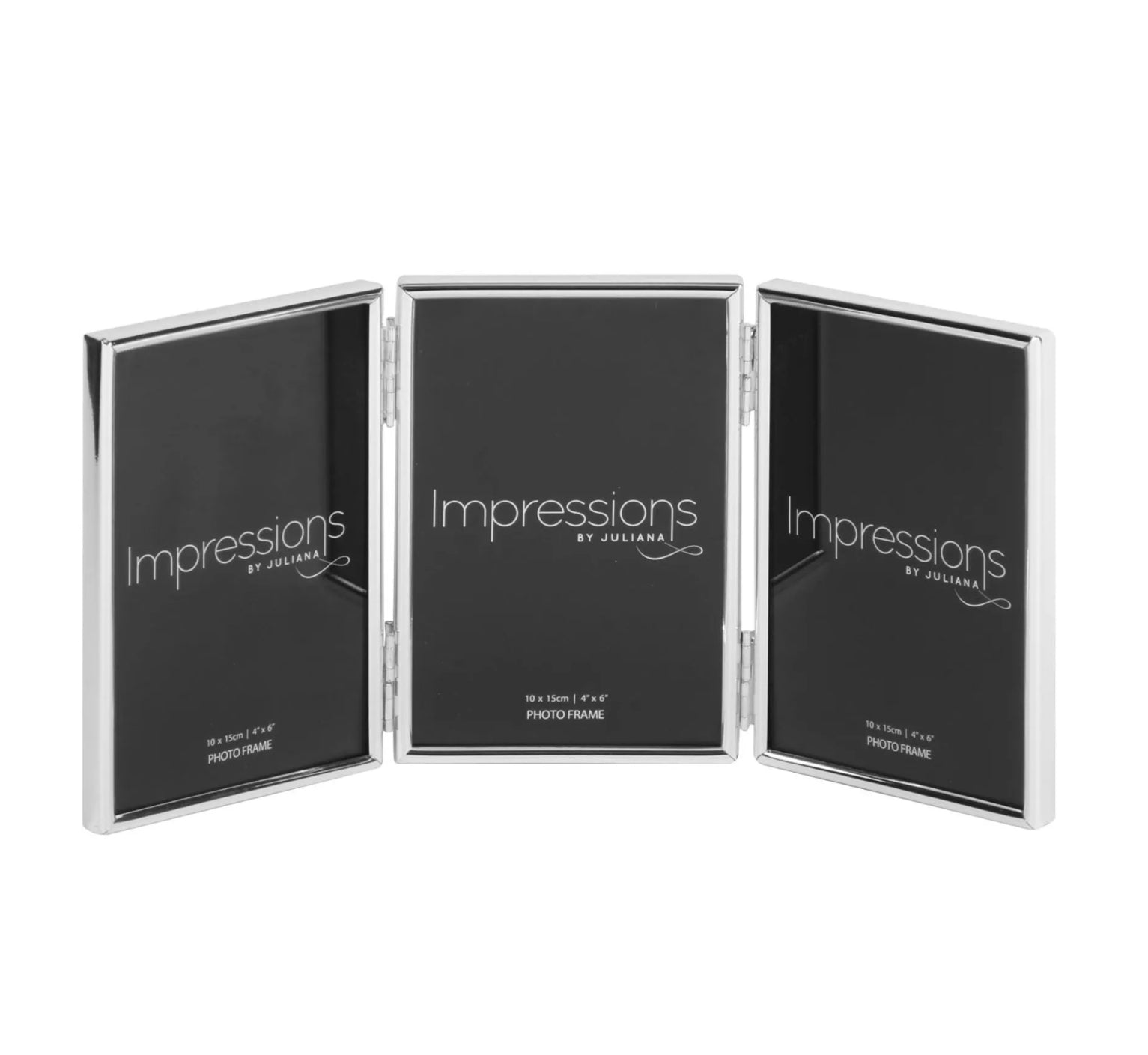Impressions Thin Edge Silver Plated Triple Folding Photo Frame 4x6