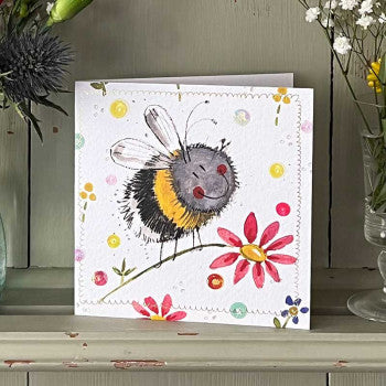 Alex Clark Card Bee And Pink Daisy