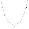 Rainbow Multi Gemstone Necklace Silver