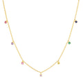 Rainbow Multi Gemstone Necklace Gold