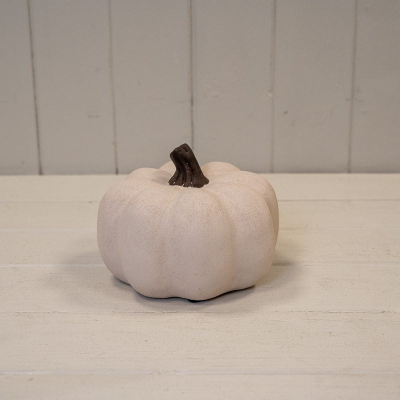 Ceramic Pumpkin Ornament Cotton White Small
