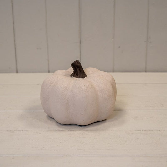 Ceramic Pumpkin Ornament Cotton White Small
