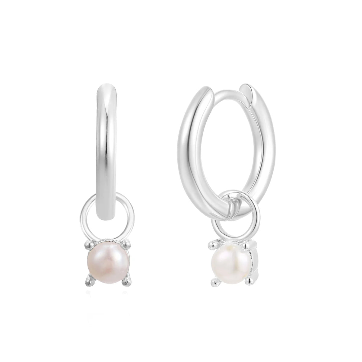 June Huggie Hoop Birthday Charm Earring Silver