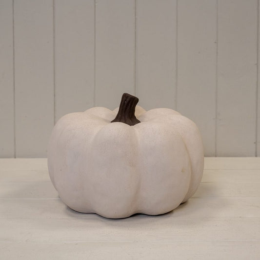 Ceramic Pumpkin Ornament Cotton White Large