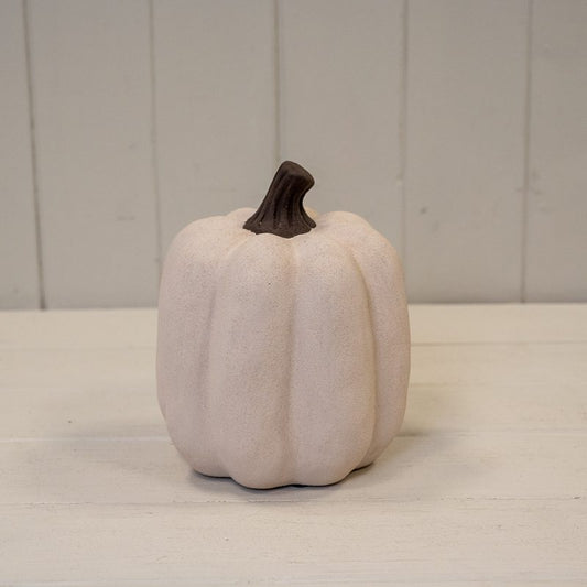 Ceramic Jack O'Lantern Pumpkin Ornament Cotton White Medium