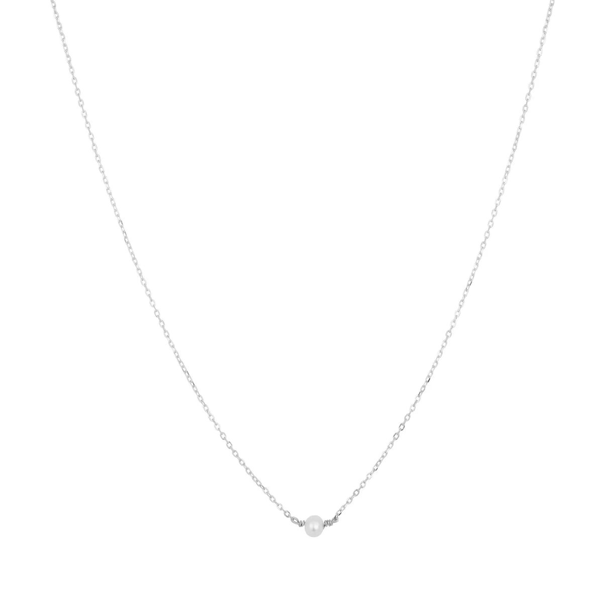 Single Pearl Necklace Silver