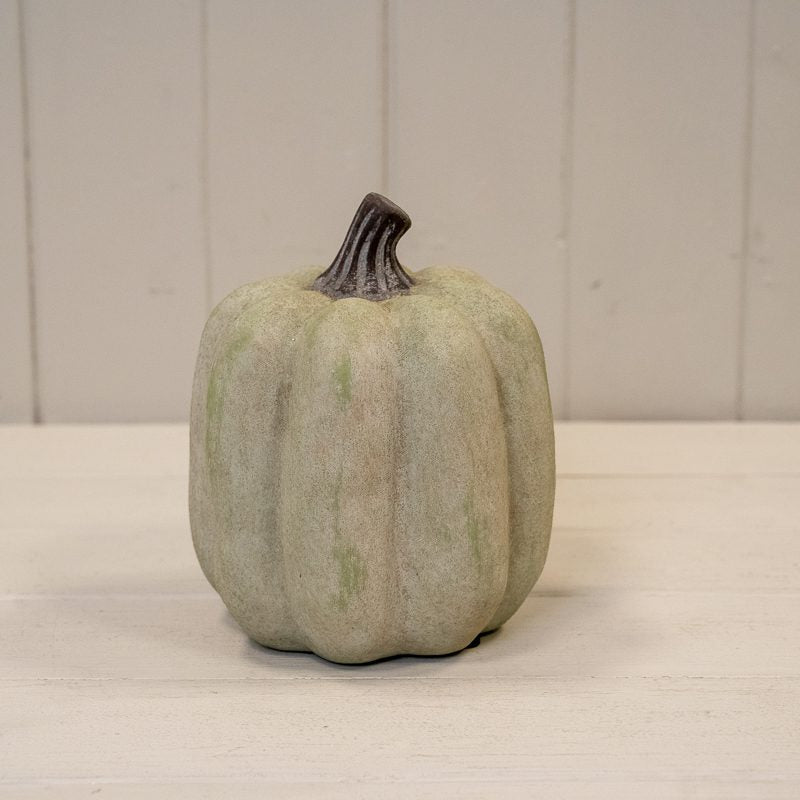 Ceramic Jack O'Lantern Pumpkin Ornament Dusty Green Medium