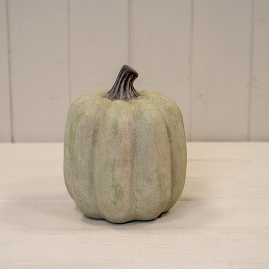 Ceramic Jack O'Lantern Pumpkin Ornament Dusty Green Medium