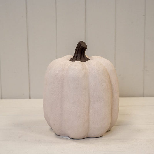 Ceramic Jack O'Lantern Pumpkin Ornament Cotton White