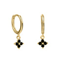 Black Crystal Flower Huggie Hoops