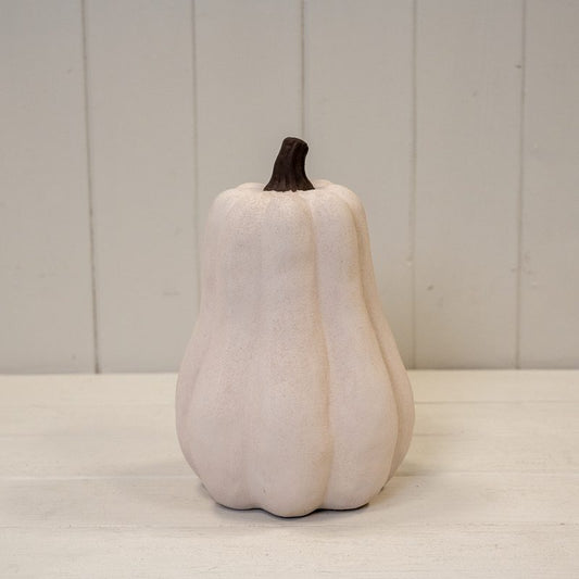 Tall Ceramic Pumpkin Ornament Cotton White Small