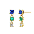 Short Multi Gemstone Drop Earrings Gold