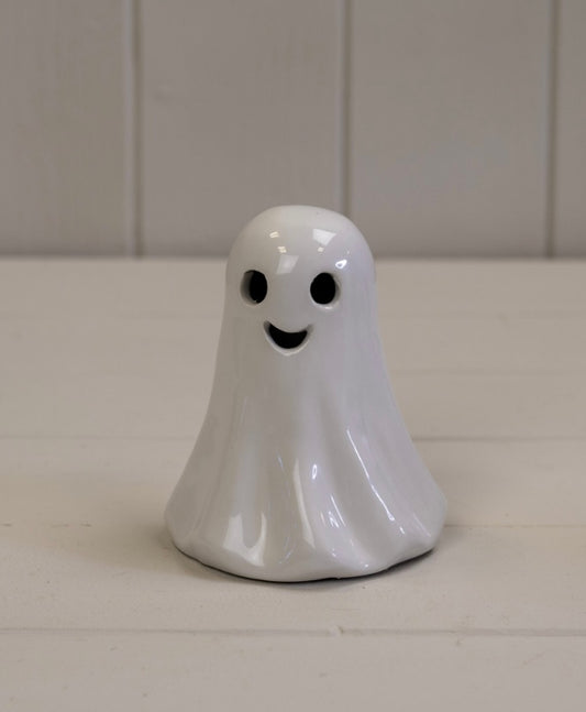 White Ceramic Ghost Decoration with LED