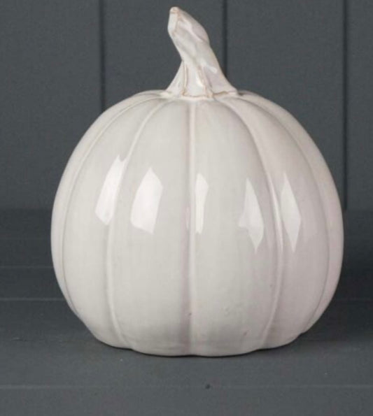 Glazed Ceramic Pumpkin Greige Large