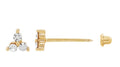 Ear Piercing CZ Pair 9CT Gold Trinity