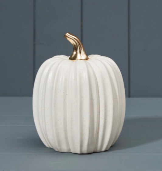 Ceramic Pumpkin White Gold Small
