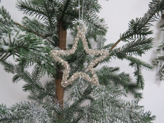 Silver Glass Bead Star Christmas Tree Decoration