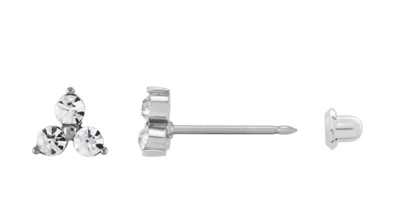 Inverness medical stainless steel crystal Trinity stud 1217c