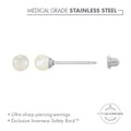 Ear Piercing Pearl Stainless Steel 4mm