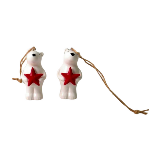 Polar Bear With Star Hanger Christmas Decoration