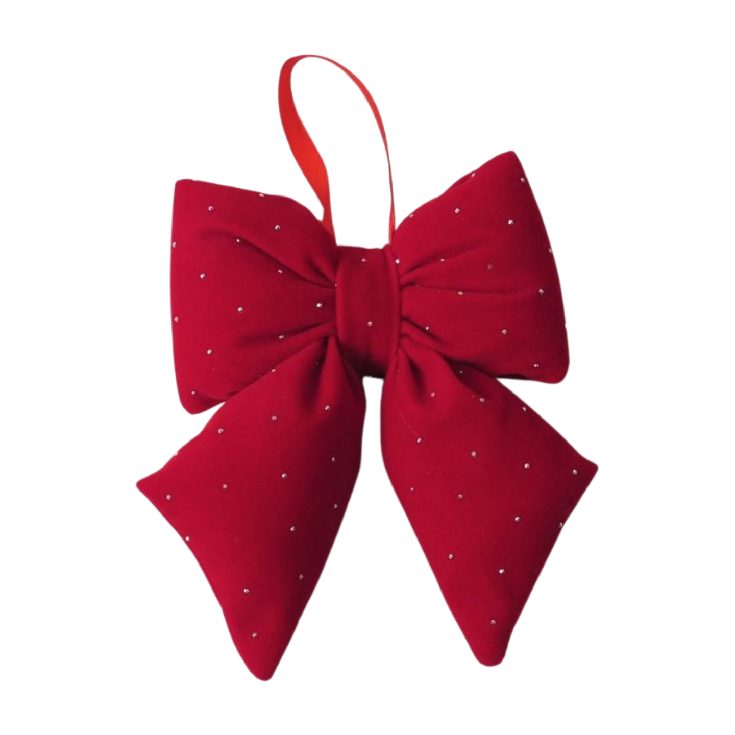 Fabric Bow With Diamonds Red