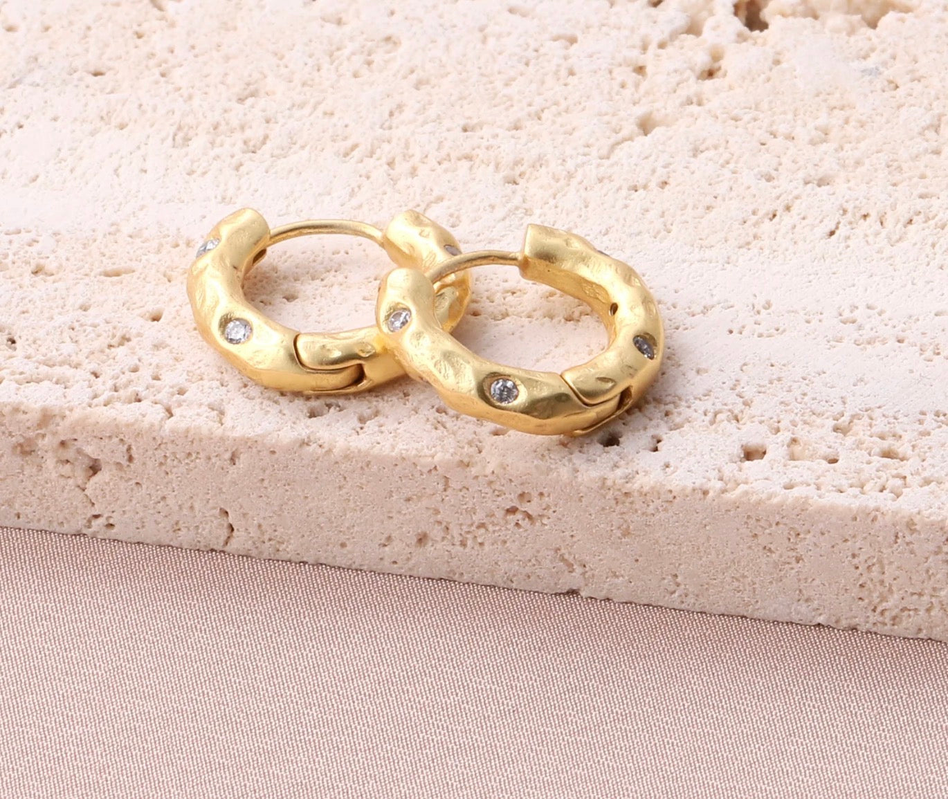 Attic Creations Gem Inlaid Hoop Earrings