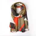 Eco Style Scarf Abstract Print Olive