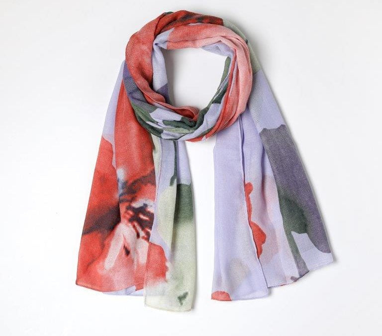 Eco Style Scarf Water Colour Floral Blue