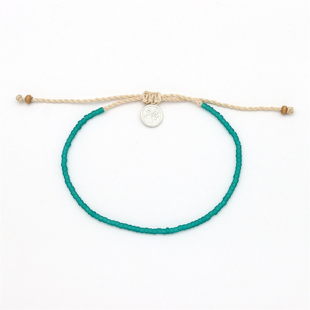 Pineapple Island Small Bead Teal Anklet