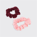 Crinkle Set Of 2 Scrunchies - Pink / Plum