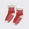 Holly Chenille Slipper Sock - Red/White