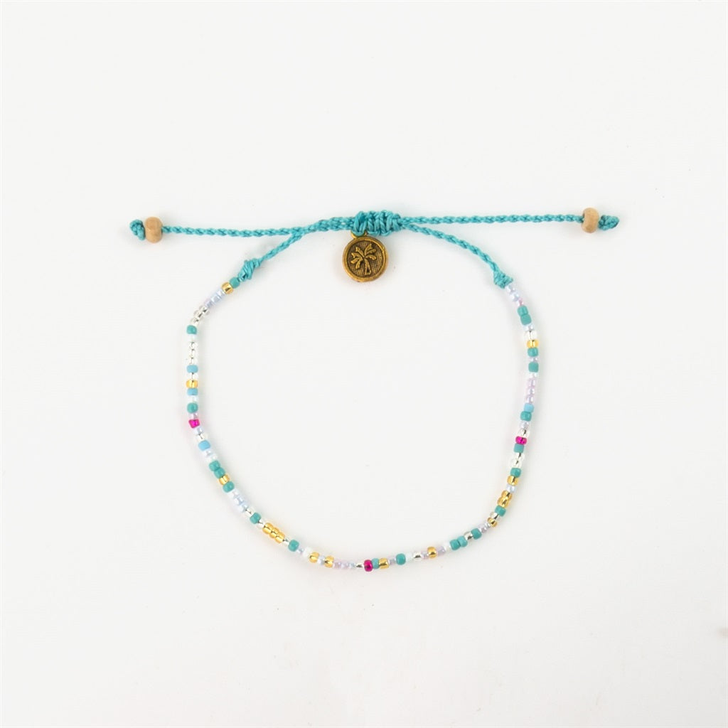 Pineapple Island Small Bead Multi Coloured Blue Pink Bracelet