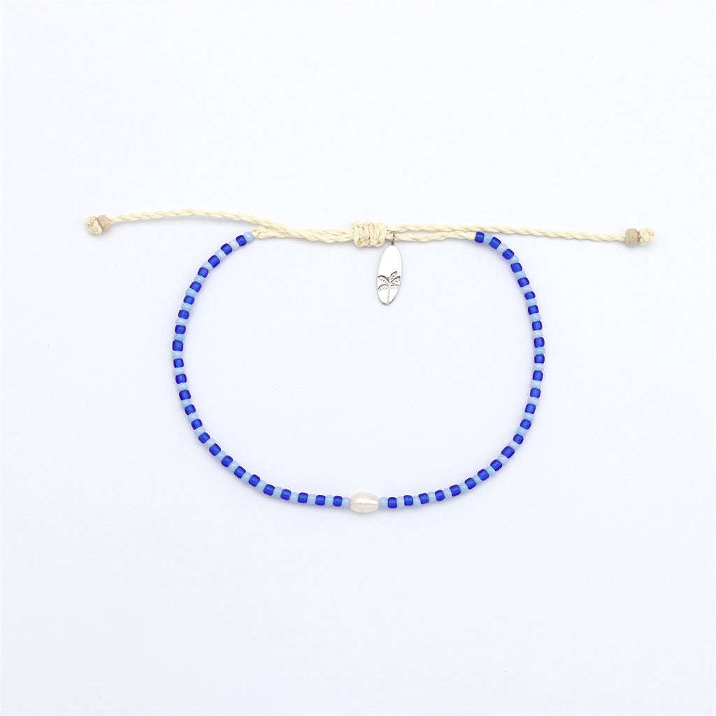 Pineapple Island Small Bead With Pearl Bracelet Navy