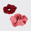 Set Of 2 Satin Scrunchies - Red/Rose