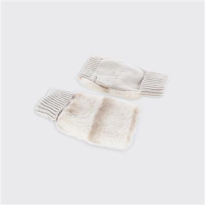 Bridgette Faux Fur Fingerless Gloves - Almond