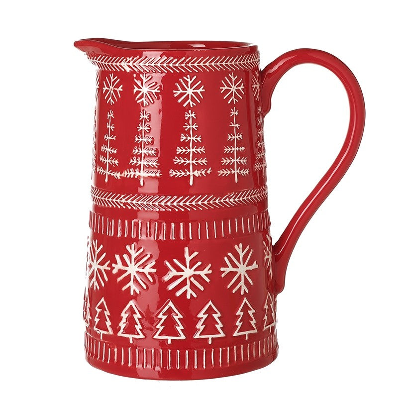 Heaven Sends Red Ceramic Snowflake Jug