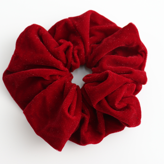 Pure Fashions Oversized Glitter Velvet Scrunchie Red