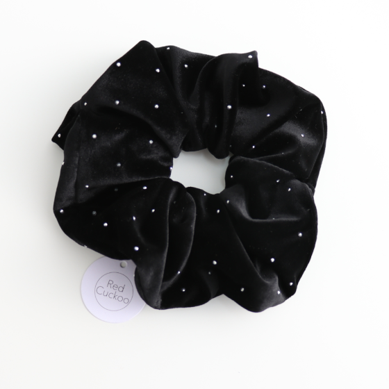 Pure Fashions Oversized Sparkle Velvet Scrunchie Black