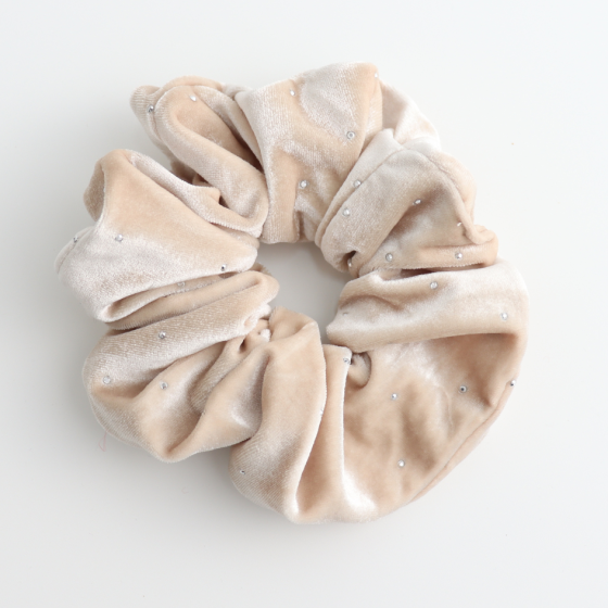 Pure Fashions Oversized Sparkle Velvet Scrunchie Cream