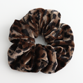 Pure Fashions Leopard Velvet Scrunchie Beige