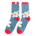 Fluffy Large Flowers Navy