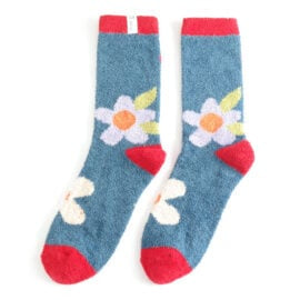 Fluffy Large Flowers Navy