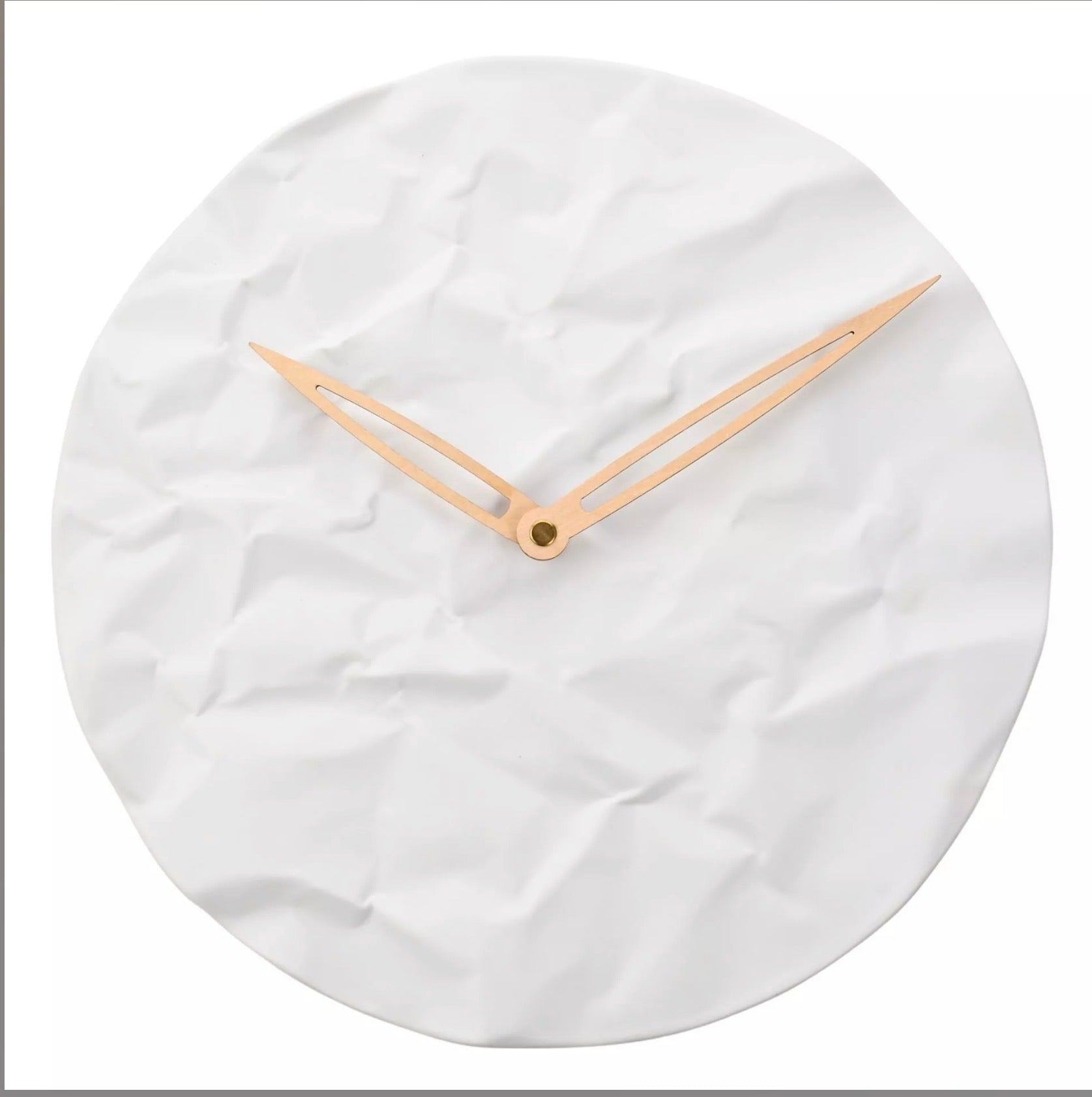 Interval Porcelain White Wall Clock 32cm - Crumpled Texture