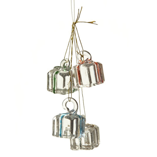 Heaven Sends Small Coloured Ribbon Glass Present Decorations